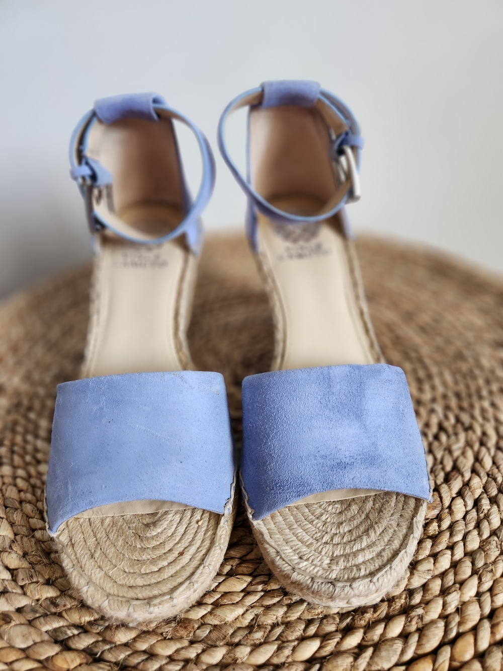 Vince Camuto Periwinkle Suede Ankle-Strap Espadrille Wedges